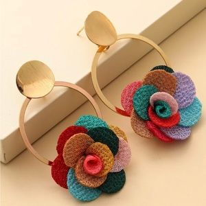 Multi-colored Flower Drop Earrings